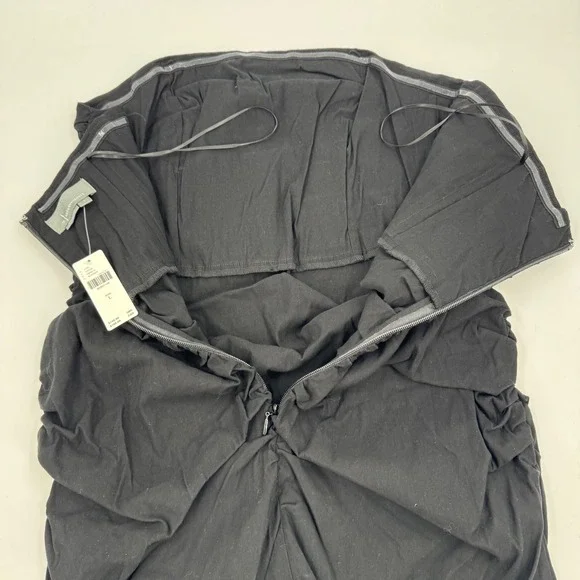 Anthropologie Black Strapless Dress Ruched Bodycon Mini Dress Size L - Picture 14 of 16